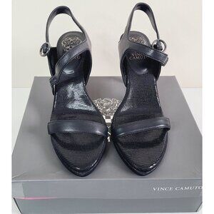 Vince Camuto Women's Black Sandals Size 8 Strap Classic Strappy 3" Heel New